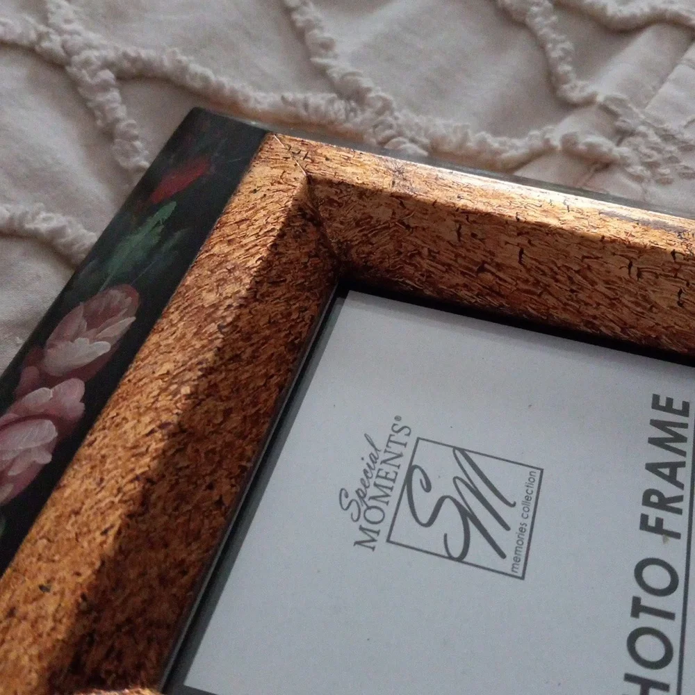 Special Moments Hand Painted Floral Picture Frames w/Velvet Back 4x6 Set of 2